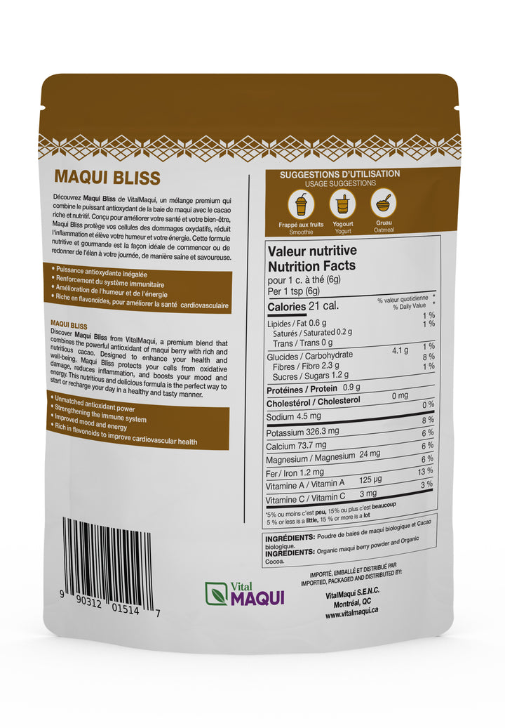 MaquiBliss avec poudre de cacao biologique