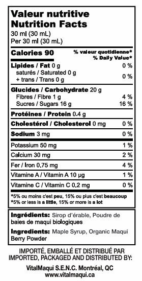 Sirop d'érable aux baies de Maqui - 360 ml